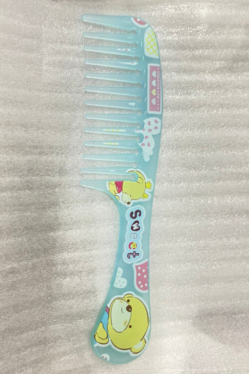 Blue plastic wide tooth comb for all hair type